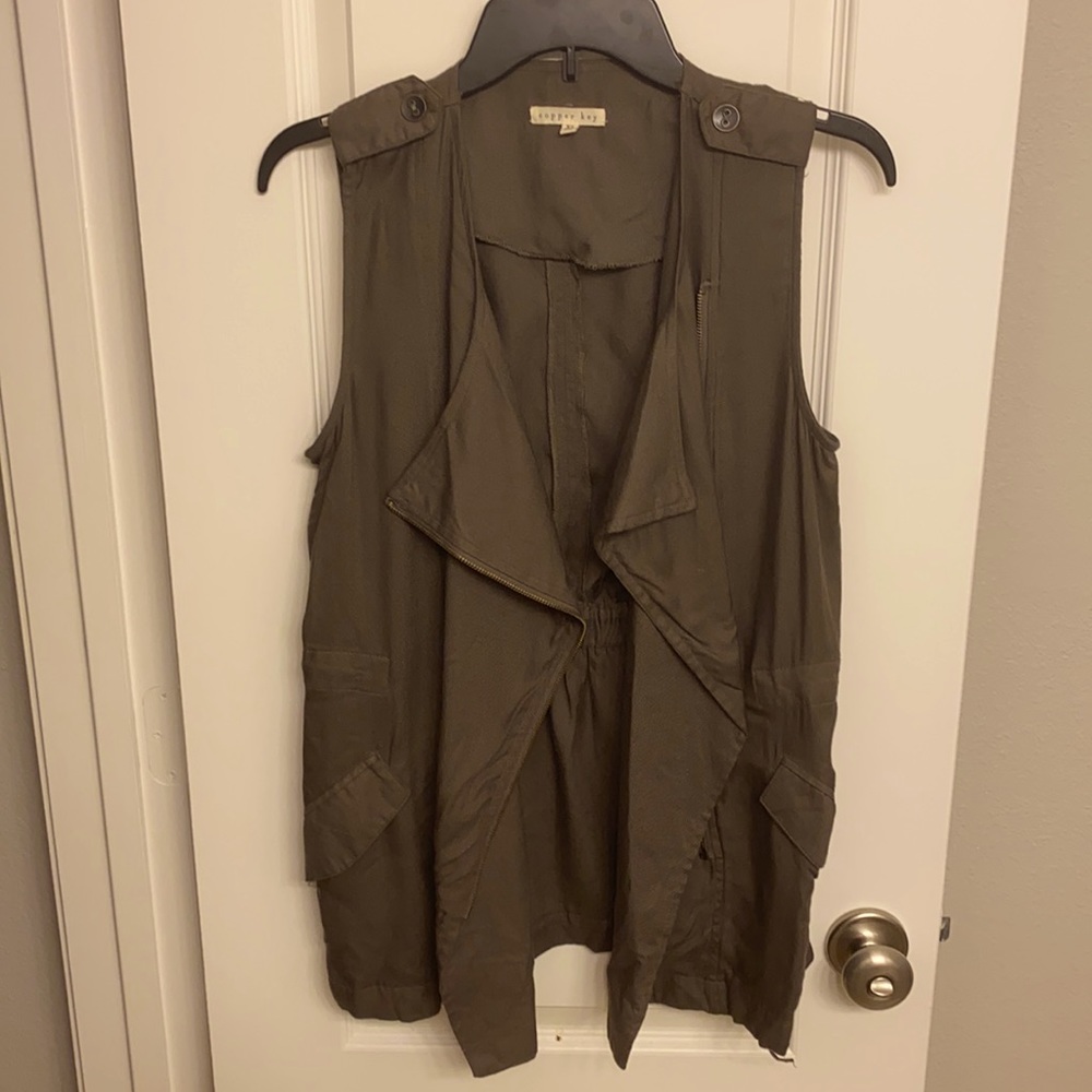 Olive layered vest for women
